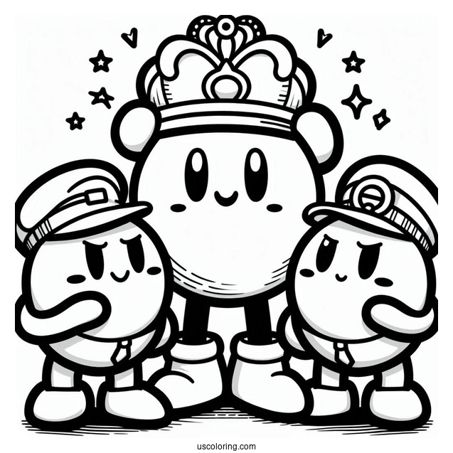 General Guy Leading Two Shy Guy Coloring Page
