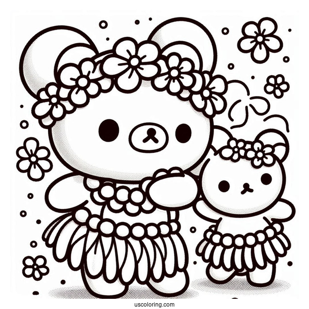 Rilakkuma Coloring Page Of Chairokoguma Hula Dancing