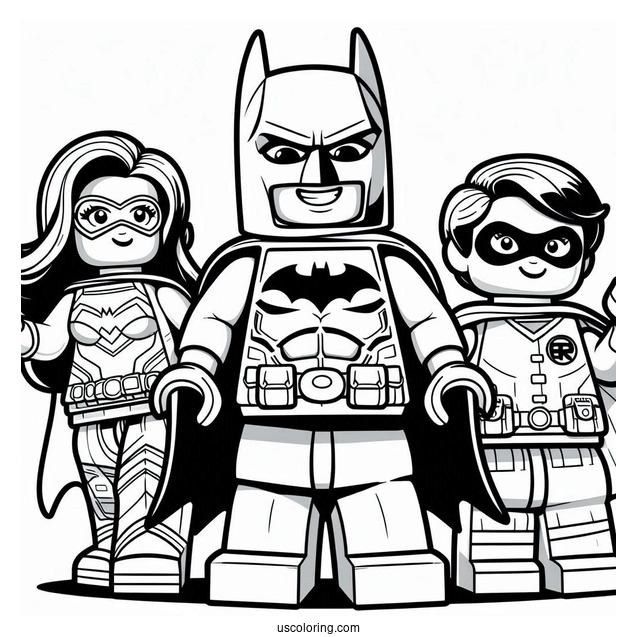 Lego Batman With Batgirl And Robin Coloring