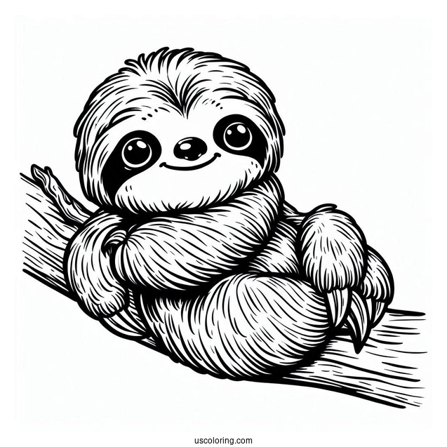 Easy Baby Sloth Coloring Sheet For Preschoolers