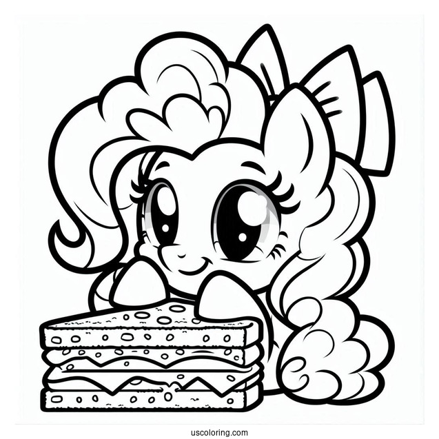 Pinkie Pie Coloring Page Smiling At Cheese Sandwich