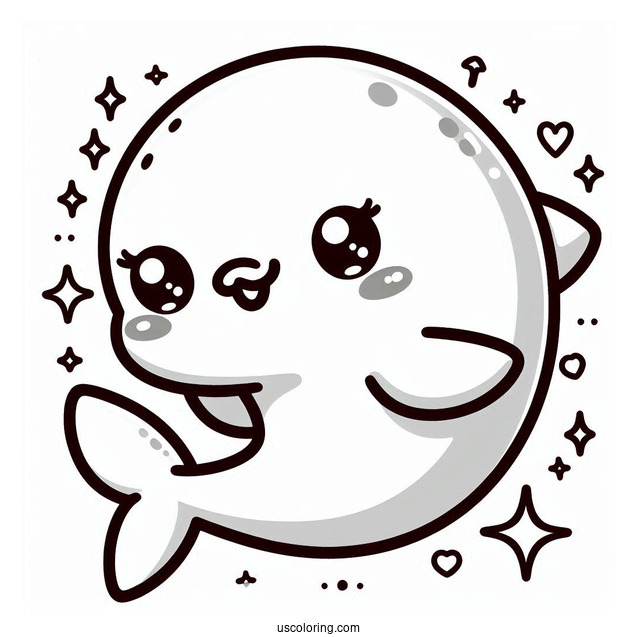 Cute Kawaii Dolphin To Color