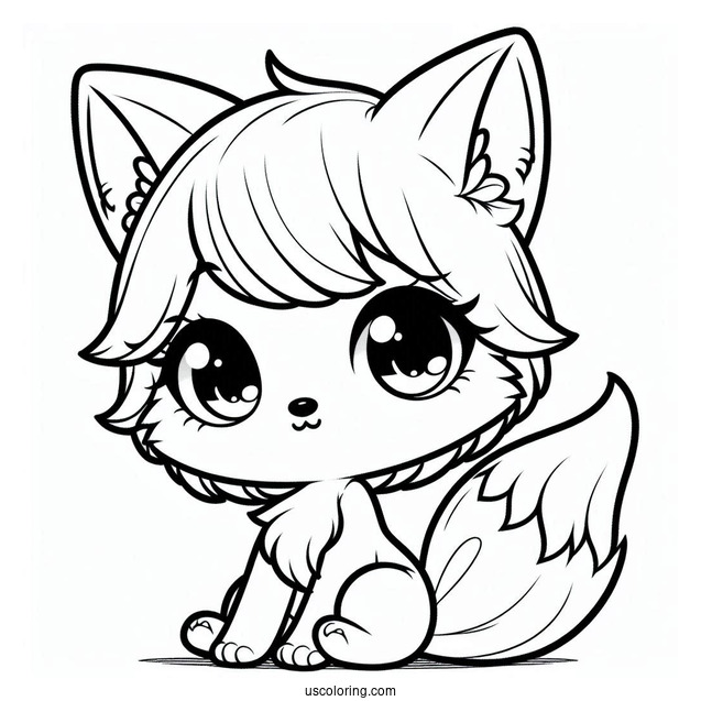 Chibi Fox Coloring Page For Kids