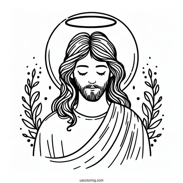 Simple Jesus Coloring Page With A Halo For Kids