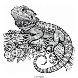 Central Bearded Dragon Lizard Coloring Page