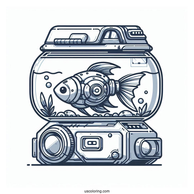 Futuristic Goldfish Tank Robot