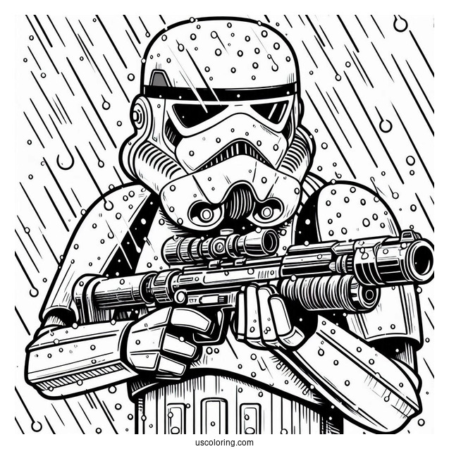 Snowtrooper Coloring Page Holding Blaster In The Rain
