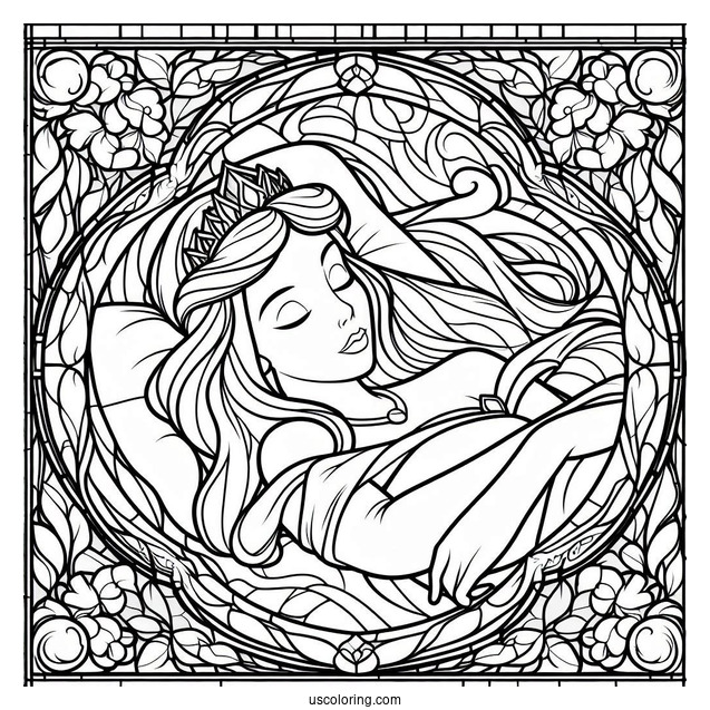 Sleeping Beauty Coloring Page Of Aurora Stained Glass