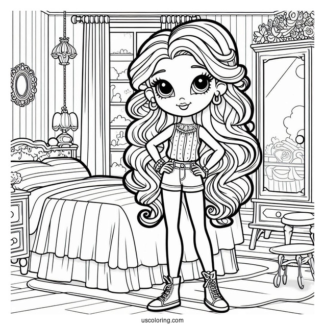 Polly Pocket Coloring Page Of Shani Smith Standing In Bedroom For Kids