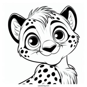 Cartoon Cheetah Coloring Page With Mischievous Grin