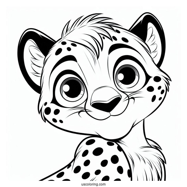 Cartoon Cheetah Coloring Page With Mischievous Grin