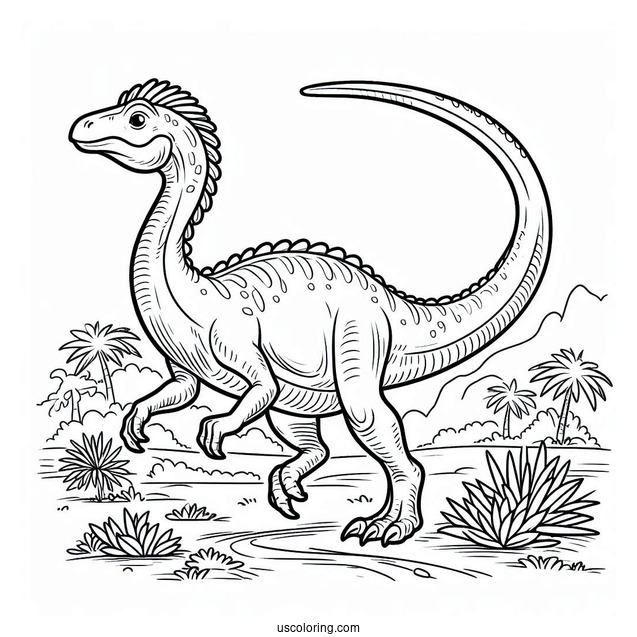Troodan Dinosaur Strolling Coloring Sheet