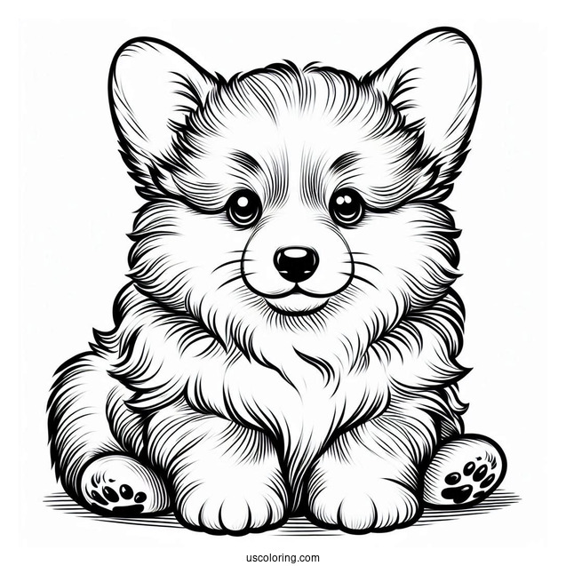 Fluffy Corgi Coloring Page Puppy