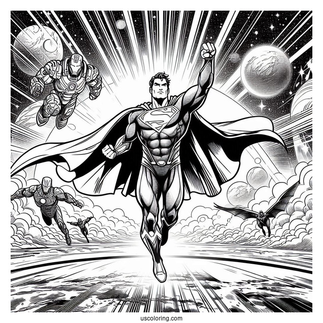 Justice League Coloring Page Of Superman In Space Coloring Sheet