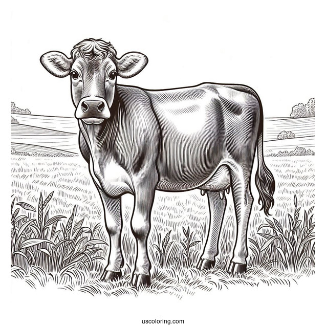 Brown Swiss Cow Standing In Field