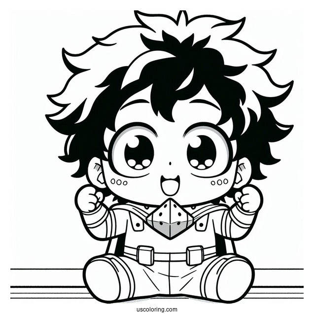 Cute Baby Izuku Midoriya Deku Coloring Page For Preschoolers