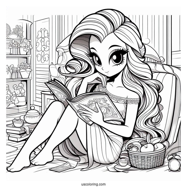 Rarity Coloring Page Reading A Magazine In Her Room