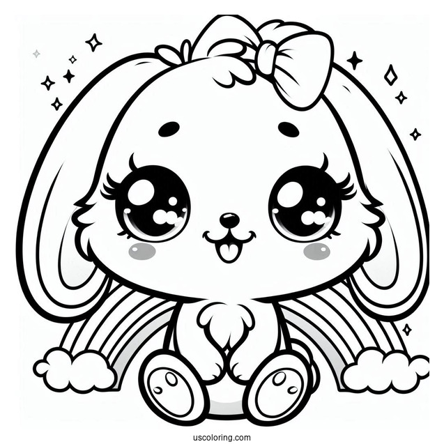 Super Cute Baby Rabbit With Big Teeth And Rainbow