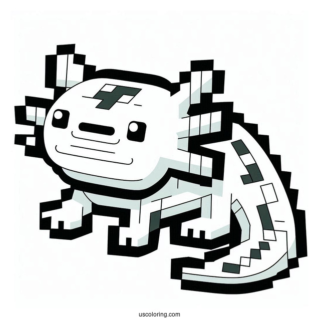 Minecraft Axolotl Coloring Page For Preschoolers