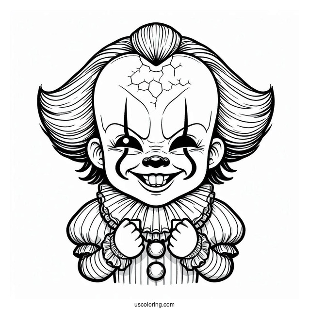 Grinning Pennywise Coloring Page For Kids