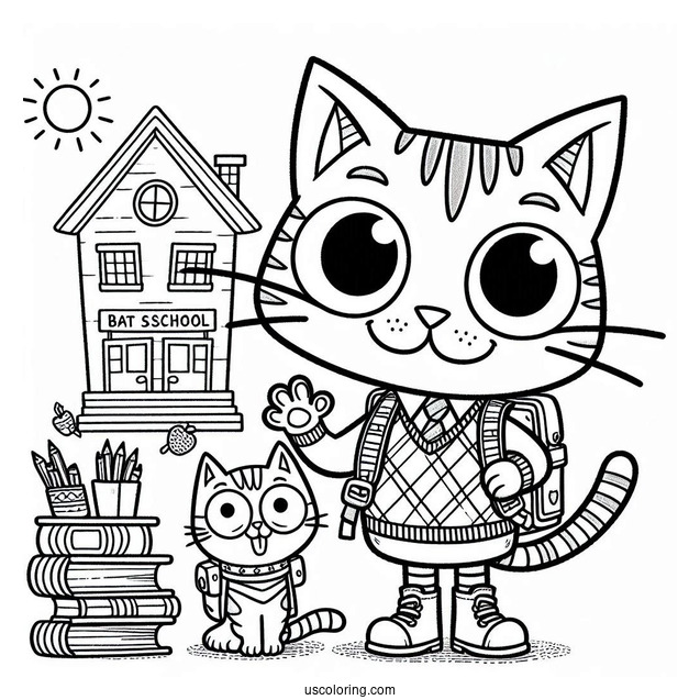 Pete The Cat At School Coloring Page