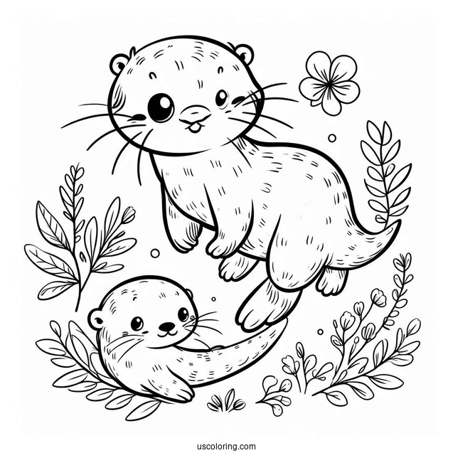 Small Otter Coloring Page With Long Tail