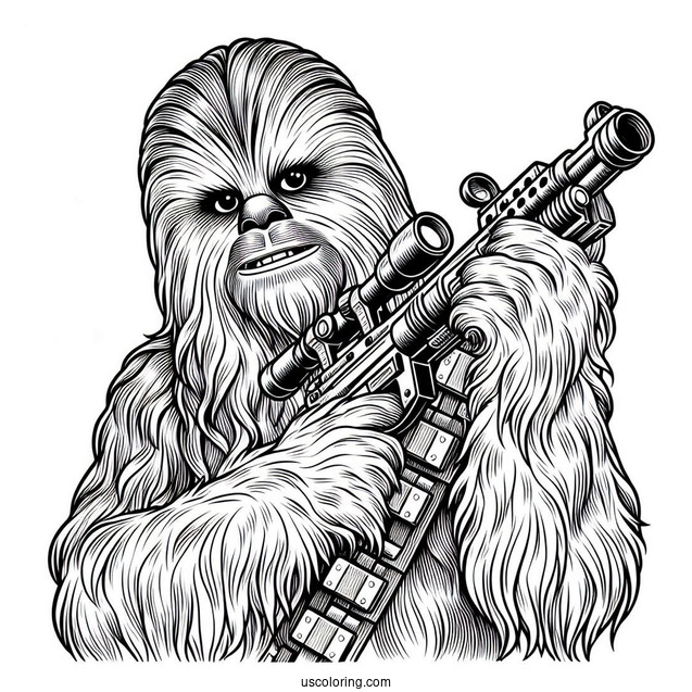 Chewbacca Holding Blaster Rifle