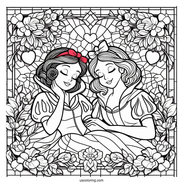 Beautiful Snow White Coloring Pages Stained Glass