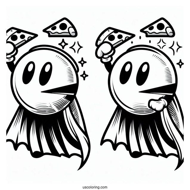 Simple Pac-Man Coloring Page With Cape For Preschoolers