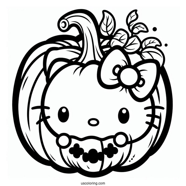 Pumpkin Coloring Page Of Easy Hello Kitty Inside A Jack O Lantern For Preschoolers