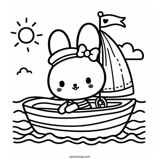 Sailor Miffy Coloring Page On A Boat