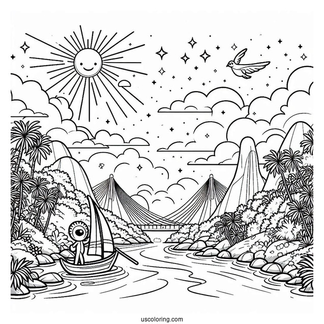 Rio Pedro In The Sky Coloring Page For Preschoolers