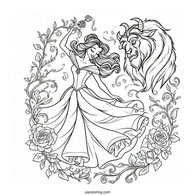 Belle With Beautiful Dress Dancing With The Beast