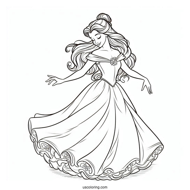 Belle With Beautiful Dress Dancing With The Beast