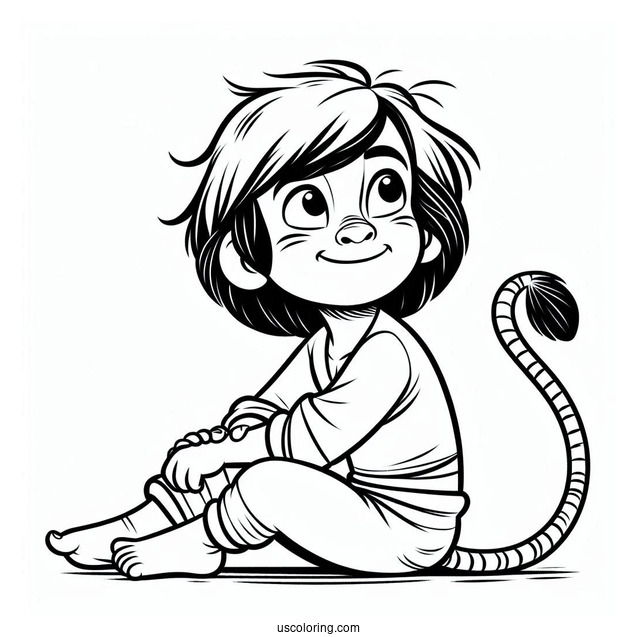 Easy Outline Of Mowgli From Jungle Book Coloring Page