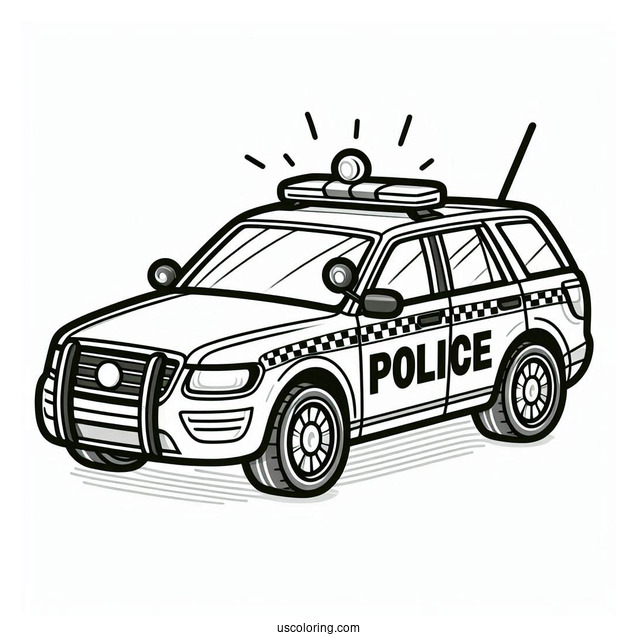 Simple Outline Of Police Car To Color