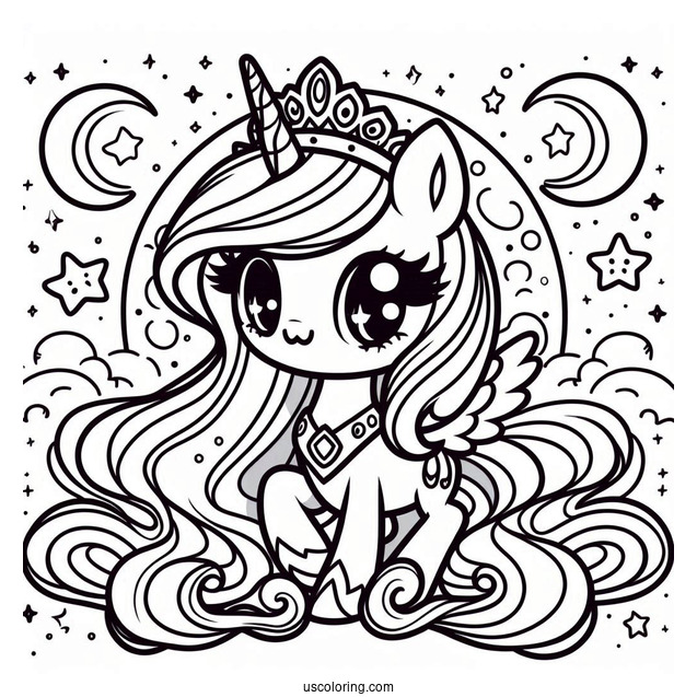 Kawaii Princess Luna Coloring Page For Kids