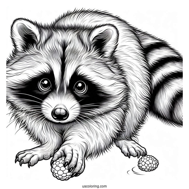 Large Realistic Raccoon Coloring Page