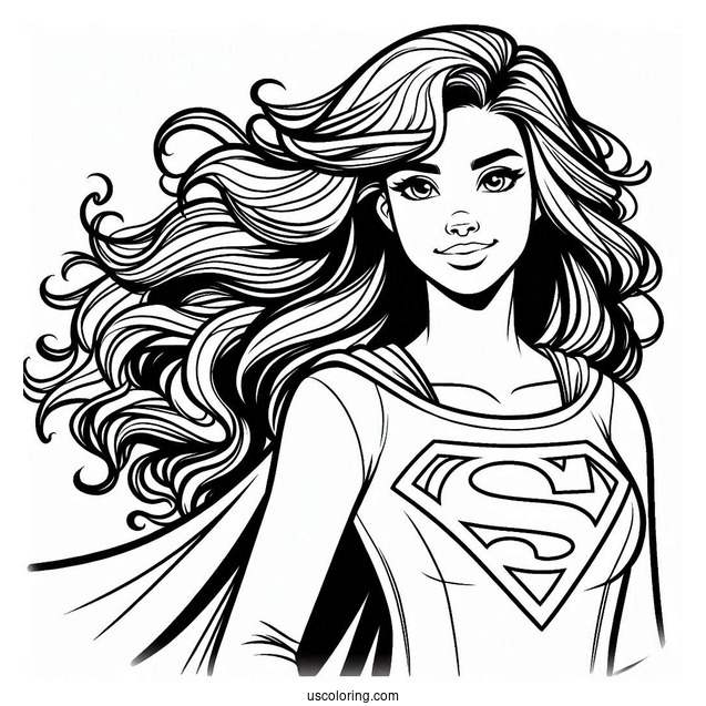 Easy Supergirl Coloring Page For Kids