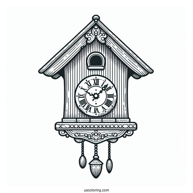 Cuckoo Clock Coloring Picture For Kids