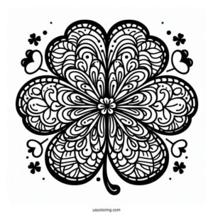 St. Patrick's Day Coloring Page Of Simple Clover Mandala