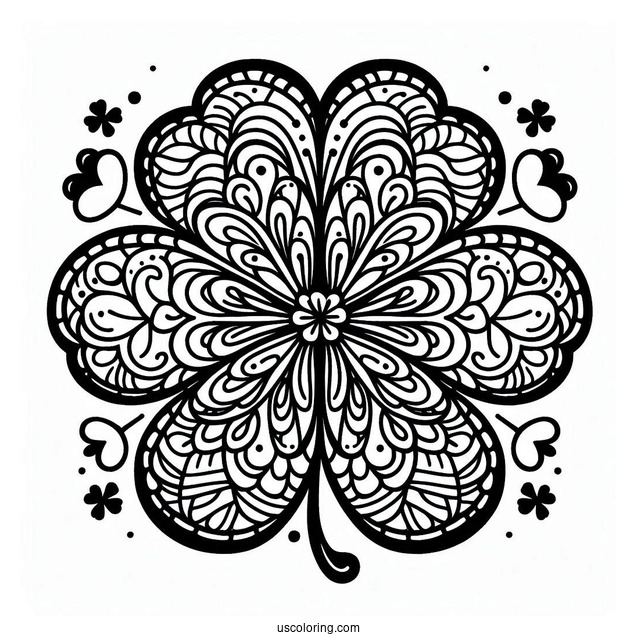 St. Patrick's Day Coloring Page Of Simple Clover Mandala