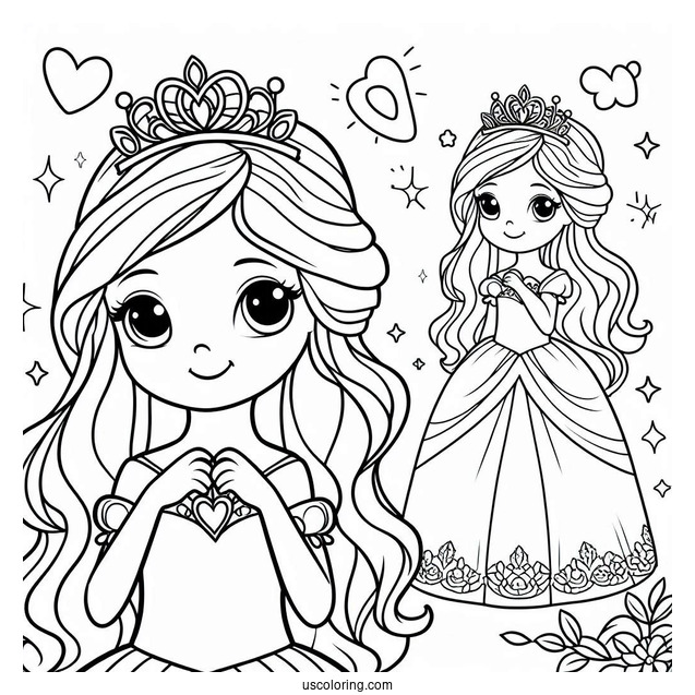SImple Princess Coloring Page Outline For Preschoolers