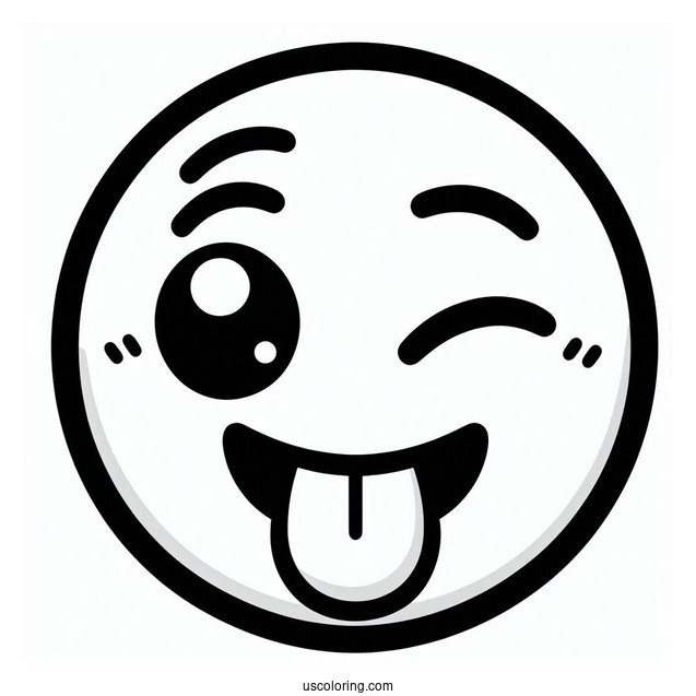 Winking Face With Tongue Emoji Coloring Page