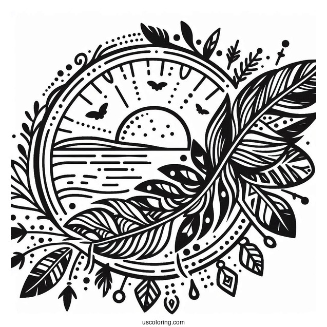 Native American Coloring Page Tribal Print