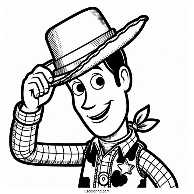 Cowboy Coloring Page Woody Tipping His Hat For Kids