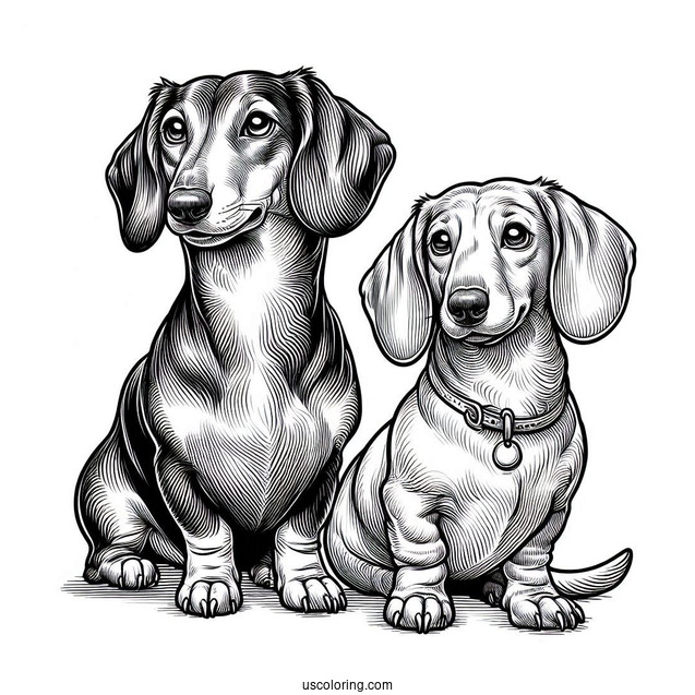 Two Dachshunds Posing For Picture