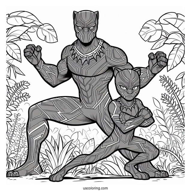 Shuri And Black Panther Coloring Sheet