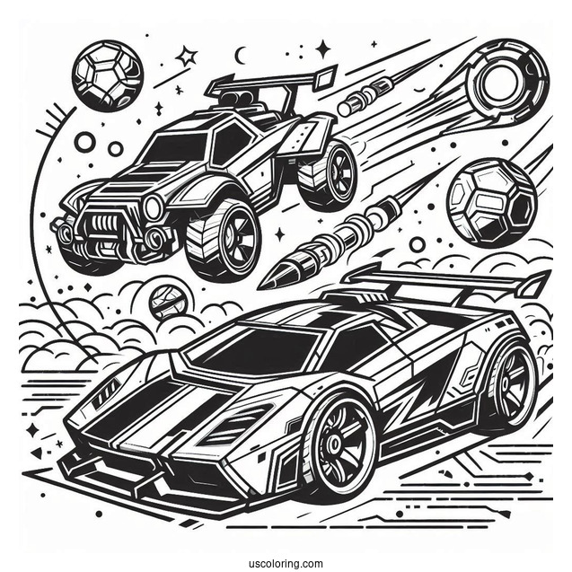 Rocket League Coloring Page Battle Cars Poster For Kids