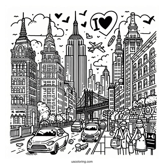 I Love New York Coloring Page For Kids